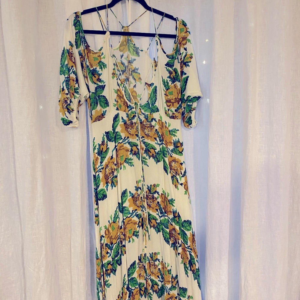 Free People Floral Cold Shoulder Maxi Dress
